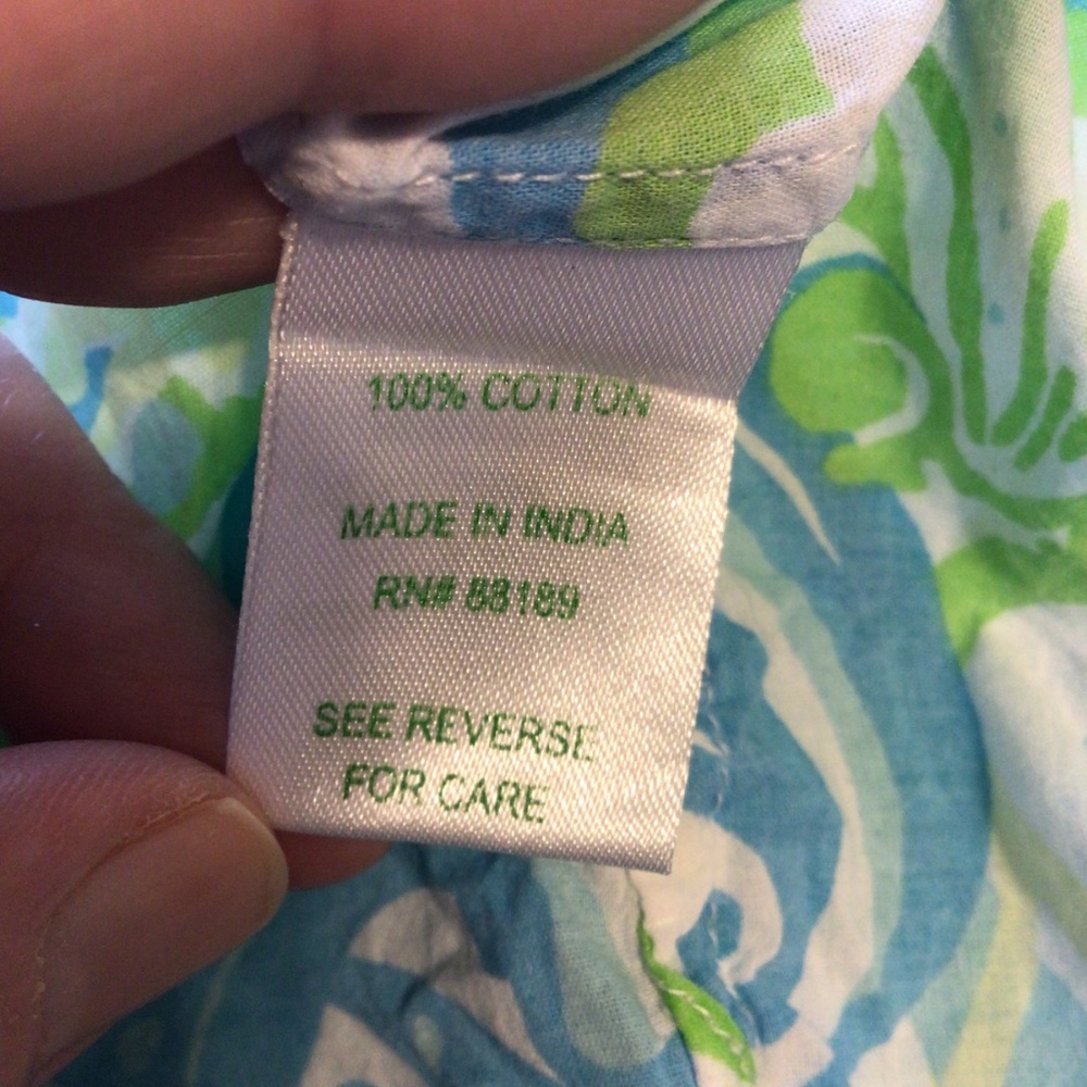 Lilly Pulitzer Small Tunic Top Blue Green Coastal Shell Swirl Cotton Resort - Picture 9 of 10